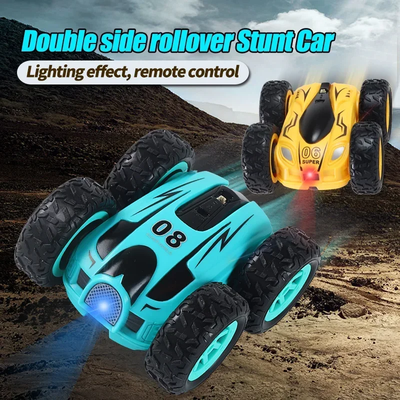 RC 2.4G 4Wd Double Sided Stunt Car 360 Degree Rotation Rolling High-Speed Car Lighting Children's Mini Remote Control Car Toy