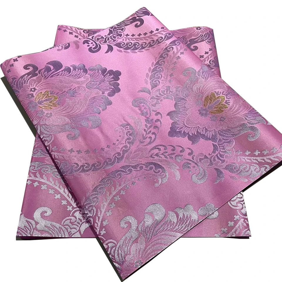 Traditional African Head Wrap | 2.5 Yards Pink Swiss Damask Fabric Sego Gele for Wedding, Engagement & Party TXH-22-4