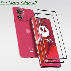 9D Glass For Motorola Edge 40 Tempered Screen Protector + Camera Soft Lens Film For Moto Edge 40 Full Hard Protective