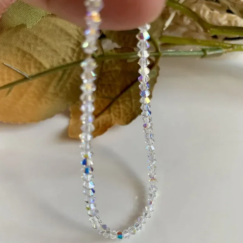 سوار كريستال رفيع أبيض شفاف لامع للنساء ، بسيط ، مجدد ، ملون ، خفيف ، قابل للتمدد ، مجوهرات ، هدية حفلات