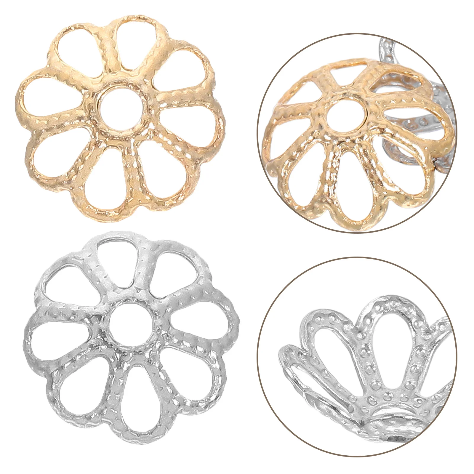 

200Pcs Flower Spacer Caps Hollow Stainless Steel Metal Bead Caps for Bracelets Necklaces Jewelry Making DIY Findings