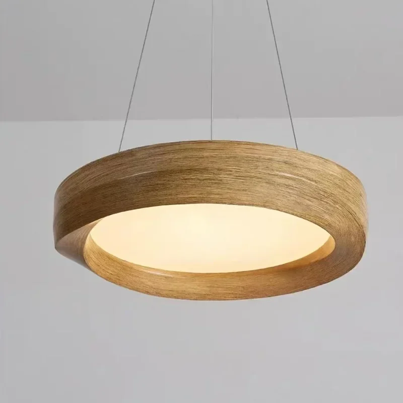 Wood Color LED Chandelier Nordic Design Bar Lamp Full Spectrum Eye Protection Dining Room Bedroom Pendant Light