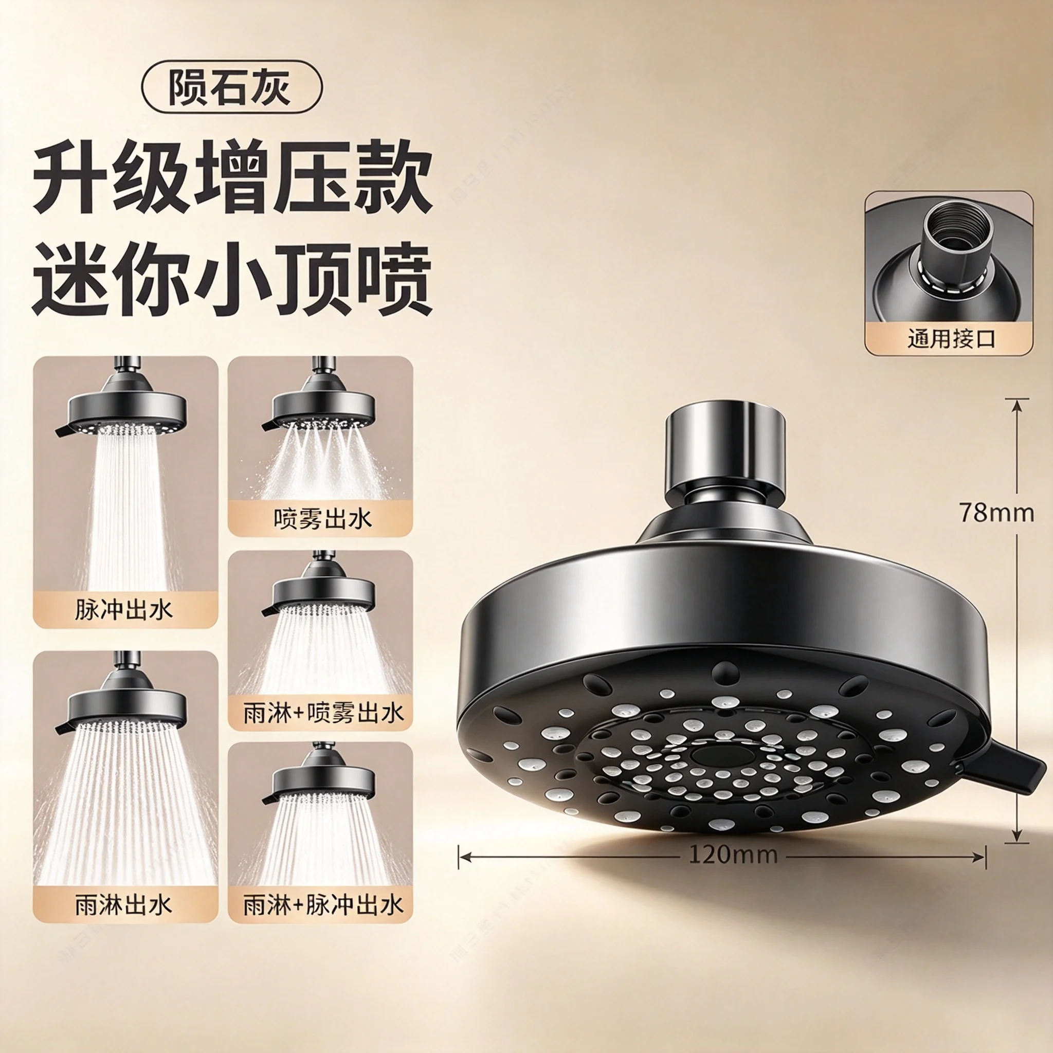 5 Spray Modes High Pressure Overhead Rainfall Shower Head With Water Filter Large Water Flow Bathroom Shower Nozzle Hard Water