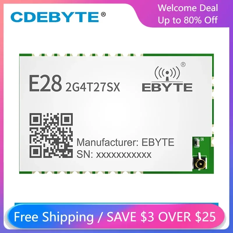 LoRa SX1281 FLRC GFSK 27dBm 2.4GHz Wireless Serial Port Module Long Distance CDEBYTE E28-2G4T27SX Transmitter IPEX Stamp Hole