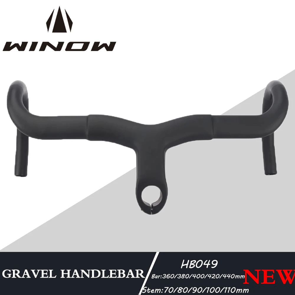 

Winow-Carbon Handlebar for Gravel Bike, Integrated Flare, 16 ° Bar, 360, 380, 400, 420, 440mm Stem, 70, 80, 90, 100, 110mm, Bicy