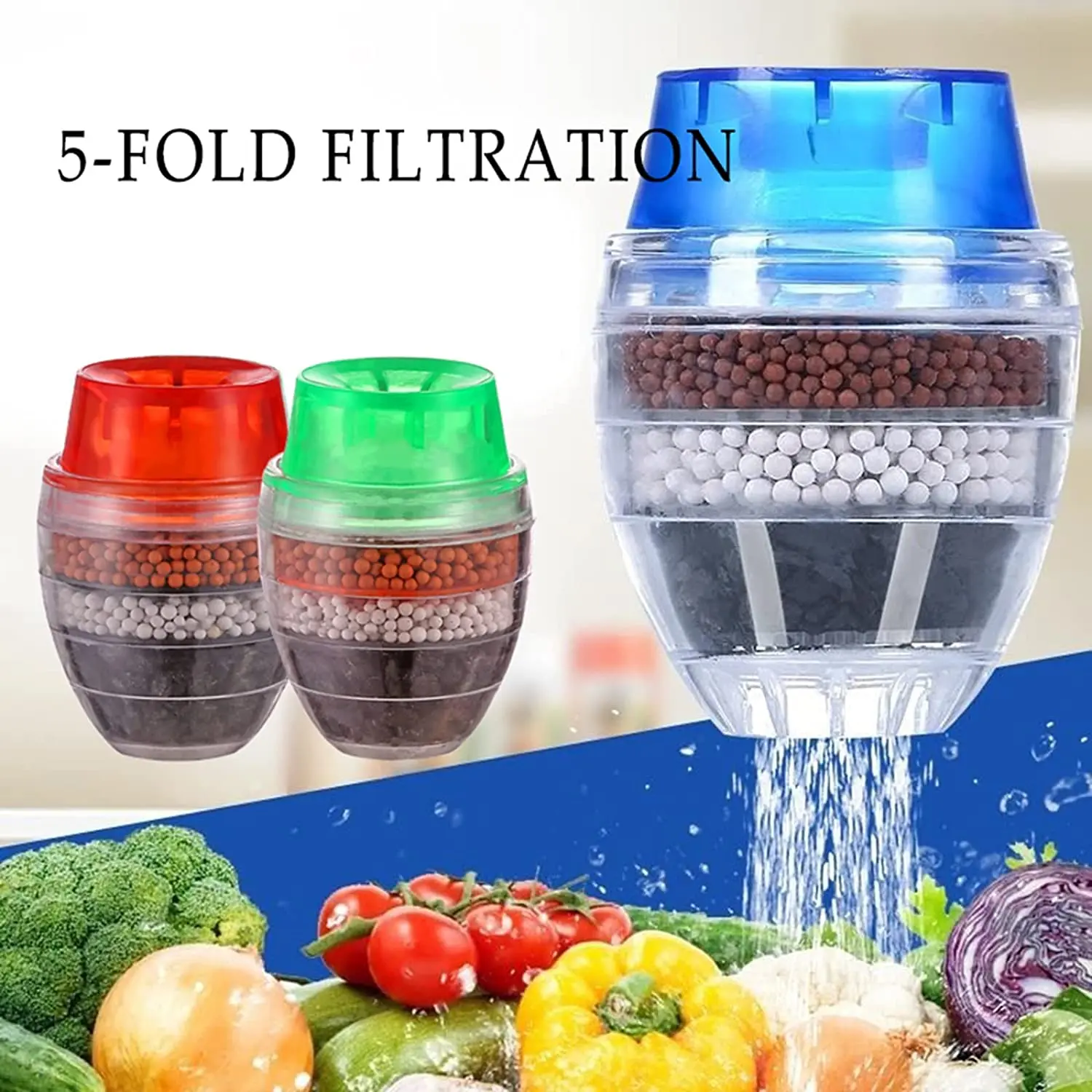 5 Layers Activated Carbon Faucet Filter Splash Proof Water Purifier Kitchen Tap Filter Bathroom Faucet Filter Purification Tool