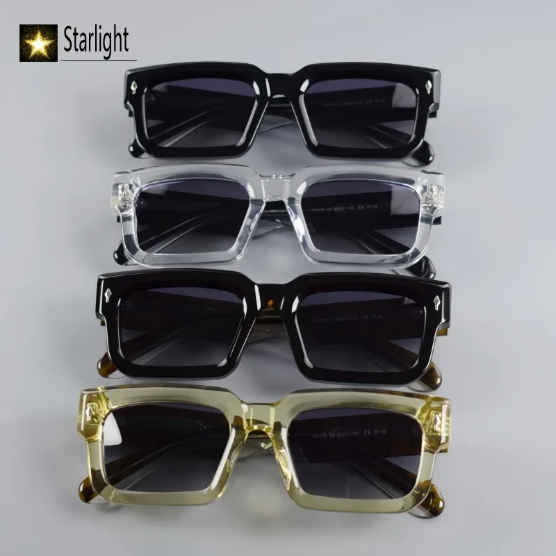 التدرج وجه كبير سميكة إطار مربع النظارات الشمسية السوداء رجل جودة عالية خلات الرجعية نظارات الموضة الرجال UV400 القيادة 150 مللي متر
