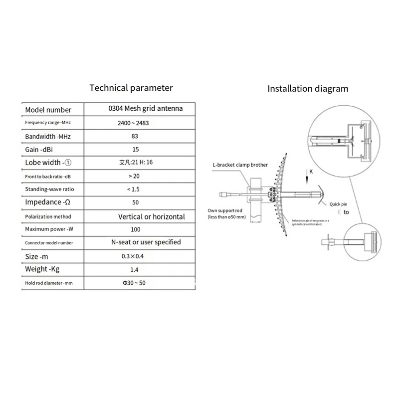 

Delicate Texture-Ultra-Long Range Wifi Extender Grid Wireless LAN Antenna Outdoor Antenna With High-Gain Reflector Core