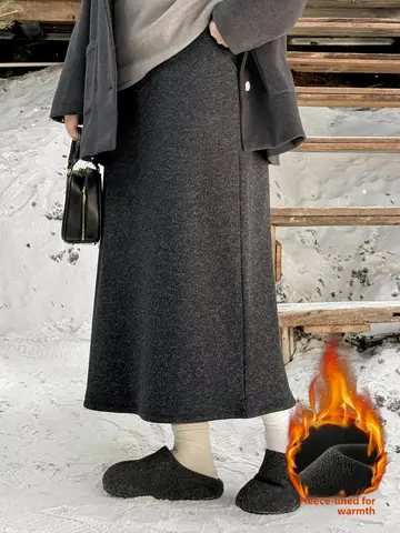 Plus Größe Wolle Mischung Hohe Taille Lose Anliegende Midi Rock Herbst Winter Verdickte Woolen Mantel Koreanische Sle Pendeln Faion