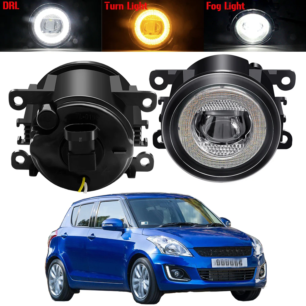 

3в1 противотуманные фары «ангельские глазки» в сборе для Suzuki Swift MZ EZ Hatchback 2005-2015 Автомобильный светодиодный противотуманный указатель поворота дневные ходовые огни DRL