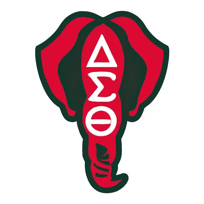 

Single-piece automotive vinyl decal featuring a stunning red elephant head design, accented with deep green detailing and the