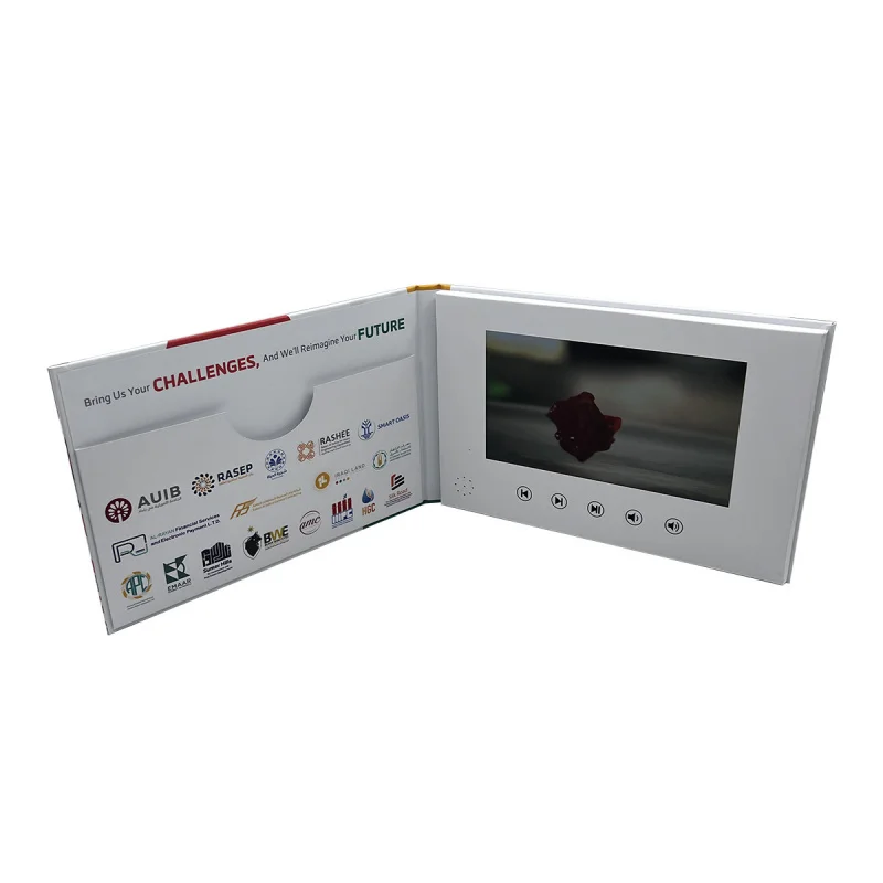 Personalizado. Cartão de visita de vídeo personalizado de 7 polegadas LCD Convite comercial MP4 Brochura de empresa Cartão de convite eletrônico