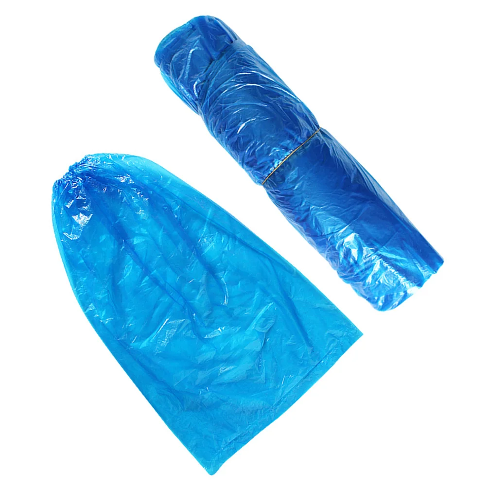 50Pcs Waterproof Dustproof Shoe Cover Plastic Disposable Long Shoes Protection for Home Factory Clean Room Use Blue