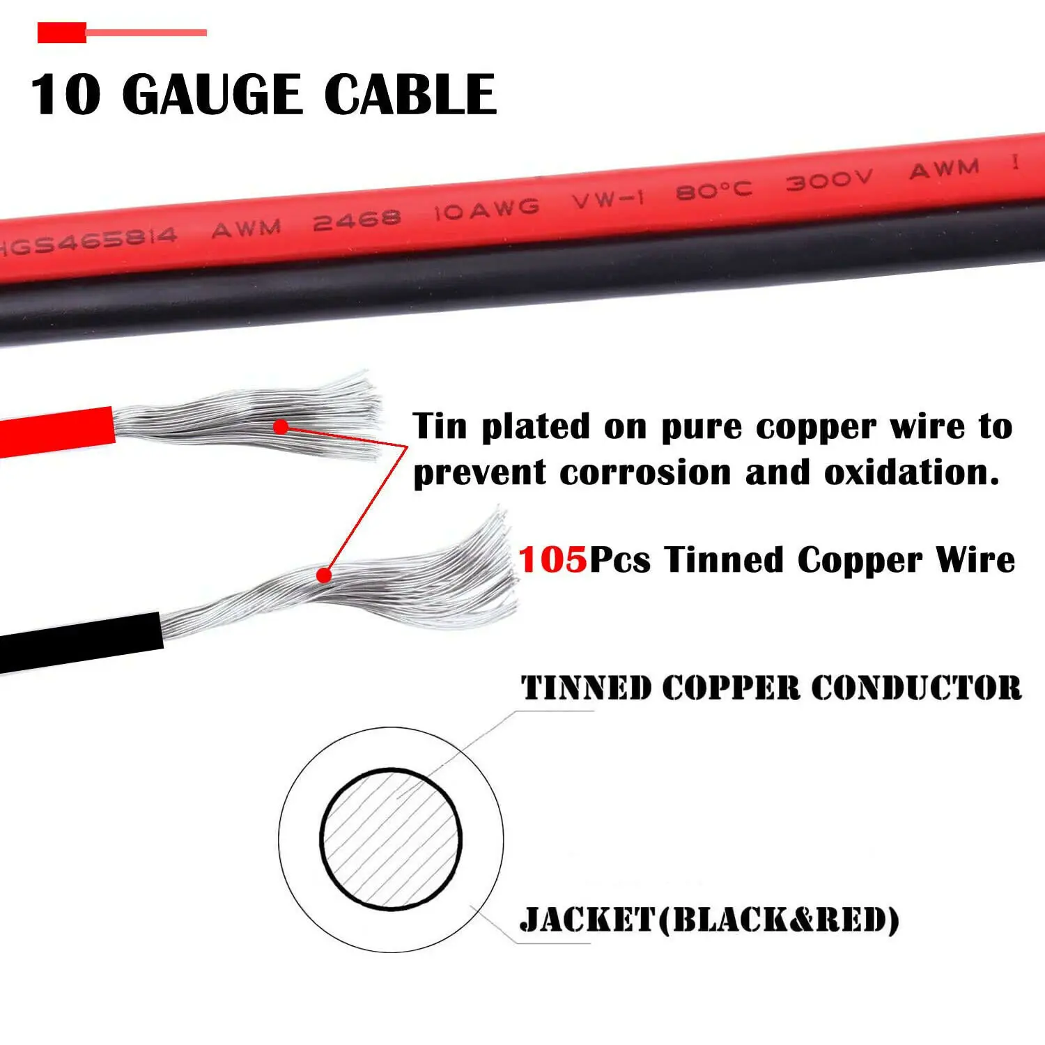 Fil de déconnexion rapide SAE vers SAE, câble d\'extension SFP, panneau solaire, batterie, moto, voitures, tracteur, jauge 10, 10AWG