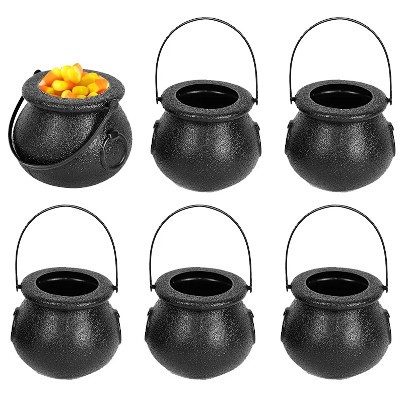 Mini Halloween Candy Bucket Witch Skeleton Cauldron Holder Party Decoration Props