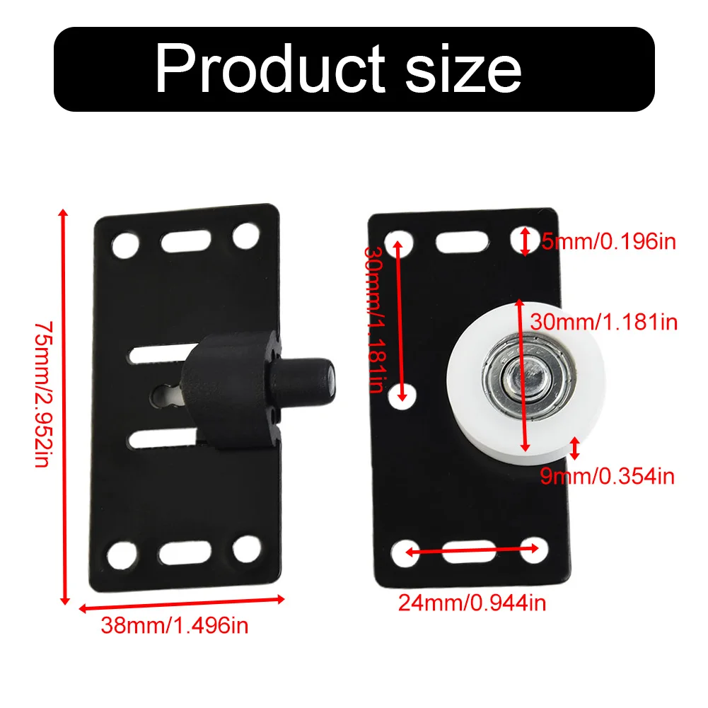 Hanging Concave Closet Wardrobe Cupboard Caster Nylon Wheel Wear-Resistant Thicken Pulley Sliding Door Roller Hardware Black