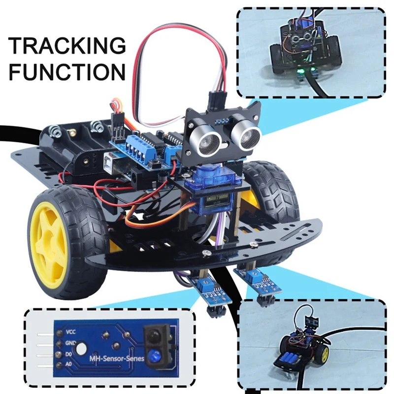 Kits de carro robô inicial 2wd para projeto de programação arduino com rastreamento de linha e kit educacional para evitar obstáculos