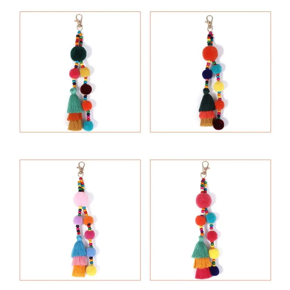

Boho Style Boho Style Hair Ball Tassel Keychain Colorful Pom Pom Boho Style Keychain Gradient Colors Handmade Boho Style Keyring