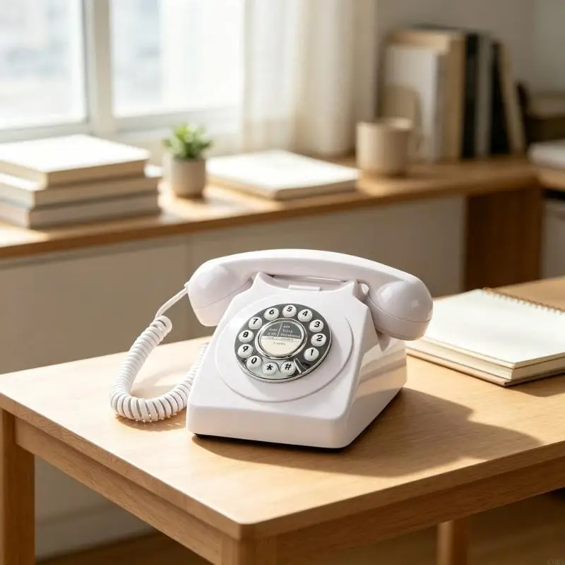 CORA Functional Period-Style Corded Phone with Large Push-Button Keypad, Standard Phone-Line Port, and Selectable Call Alert