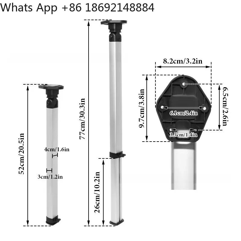 Foldable Retractable Wall-Mounted Table Legs for Car RV Yacht Adjustable Height Wall Pole Table Legs