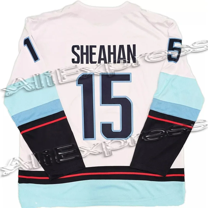 كراكن رايلي Sheahan قميص رياضي هوكي الجليد جيرسي Sheahan رقم 15 كم طويل جيرسي تنفس المتضخم فضفاض للجنسين TshirtMOTO