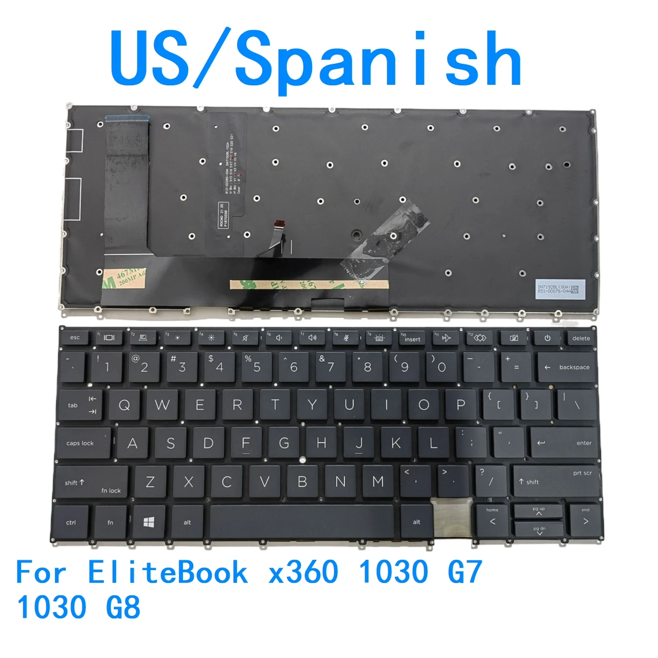 New US Spanish Language  Backlit Keyboard For HP EliteBook x