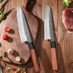 8 Inch Chef Knife Damascus Steel VG10 Blade Sharp Cleaver Slicing Kiritsuke Handmade Forged Japanese Kitchen Knives Wood Handle