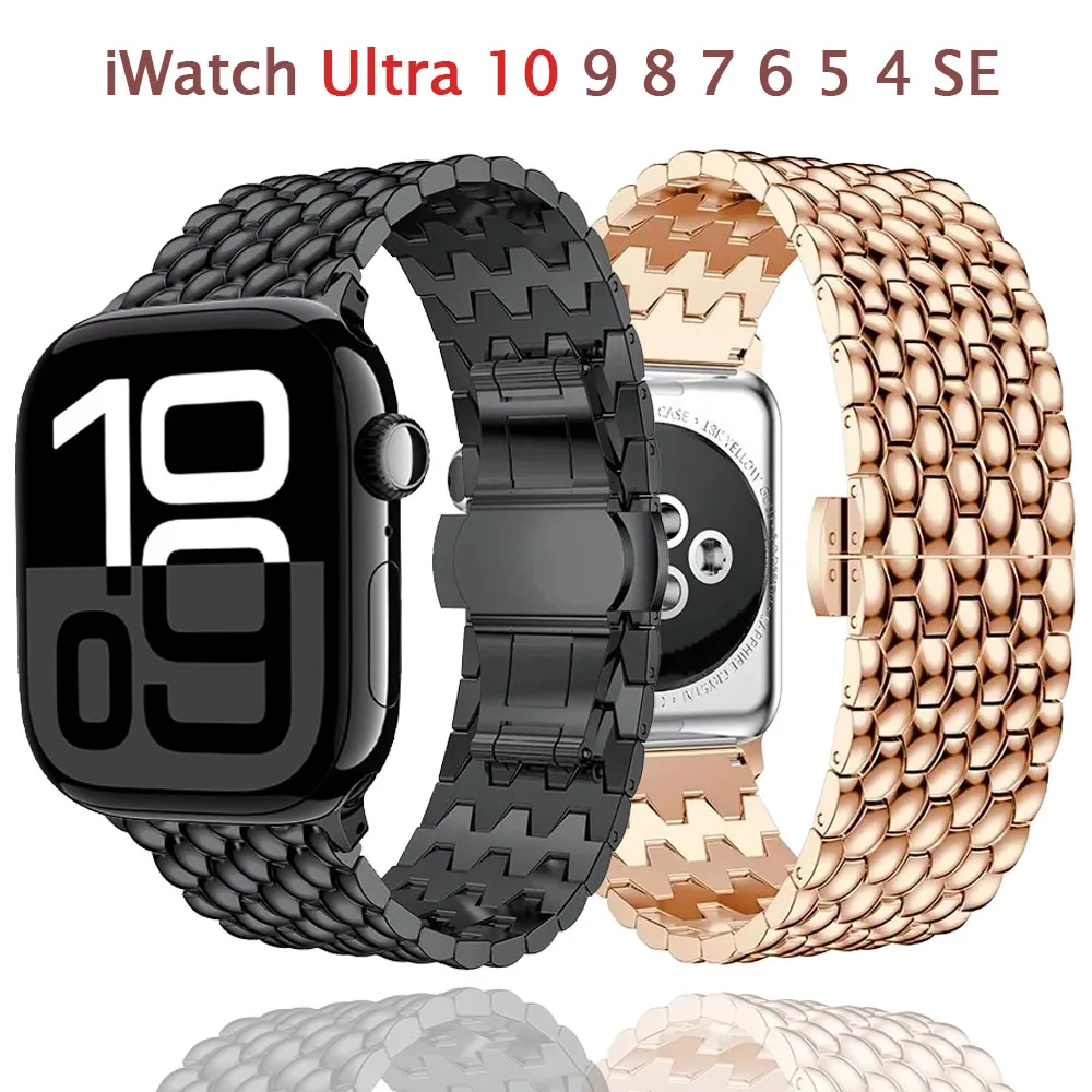 Metallarmband für Apple Watch Ultra 2 49 mm 10 9 8 7 46 mm 42 mm 45 mm 41 mm Drachenmuster-Armband iWatch 6 5 4 SE 44 mm 40 mm Armband