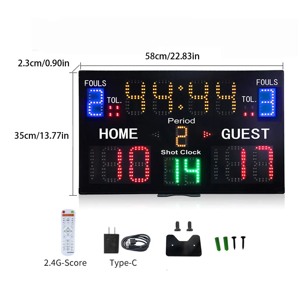 Digital Scoreboard Wall Hanging Portable with Remote Electronic Scoreboard for Volleyball Outdoor Tennis Boxing Basketball Game