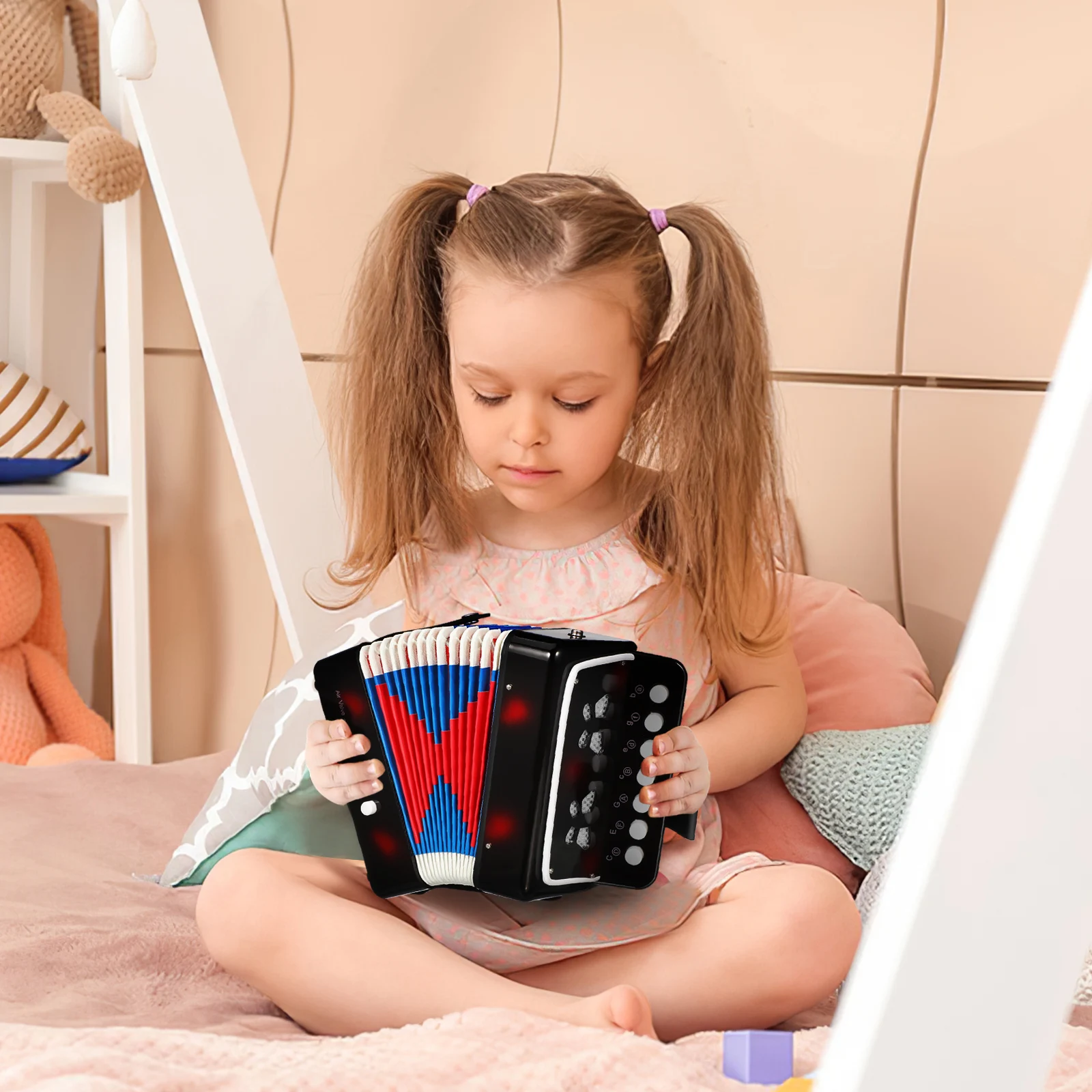 

10 Buttons Mini Accordion For Compact Portable Musical Instrument With Air Valve Durable Beginner 'S Instruments