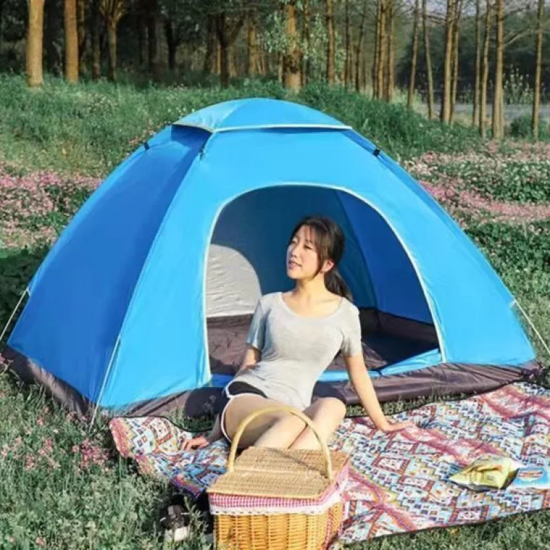 Tent outdoor camping single folding automatic quick opening field camping equipment full set of rainproof 3-4 people portable