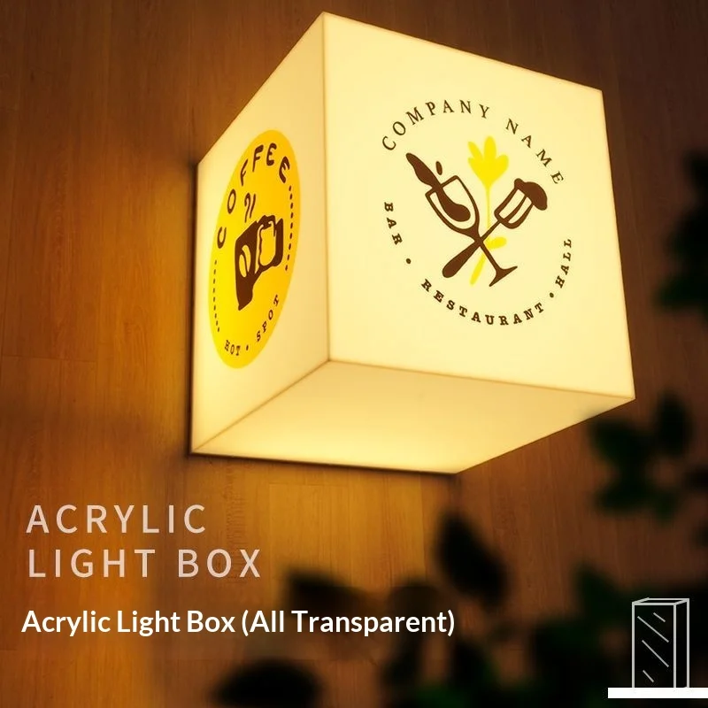 Modern Custom Full Body Acrylic LED Light Box Sign for Bar Coffee Shop Studio Counter Decoration