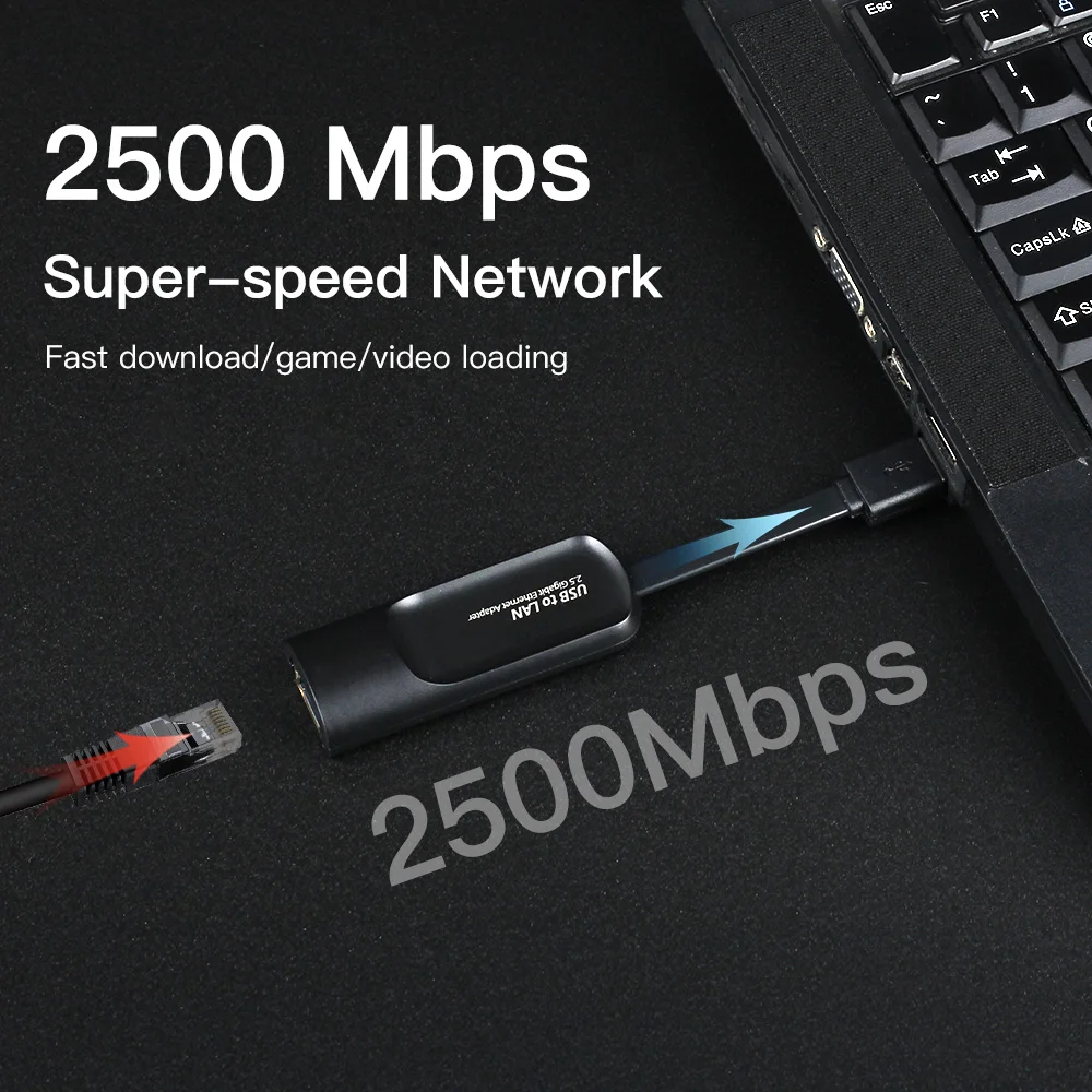 2500Mbps Type-c Ke RJ45 Ethernet Konverter Kartu Jaringan USB 2.5G Kabel Eksternal Kartu Jaringan Ethernet Adapter Hub untuk MacBook