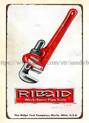 metal 1957 Ridgid Work-Saver Pipe Tool carpenter engineer plumber metal tin sign