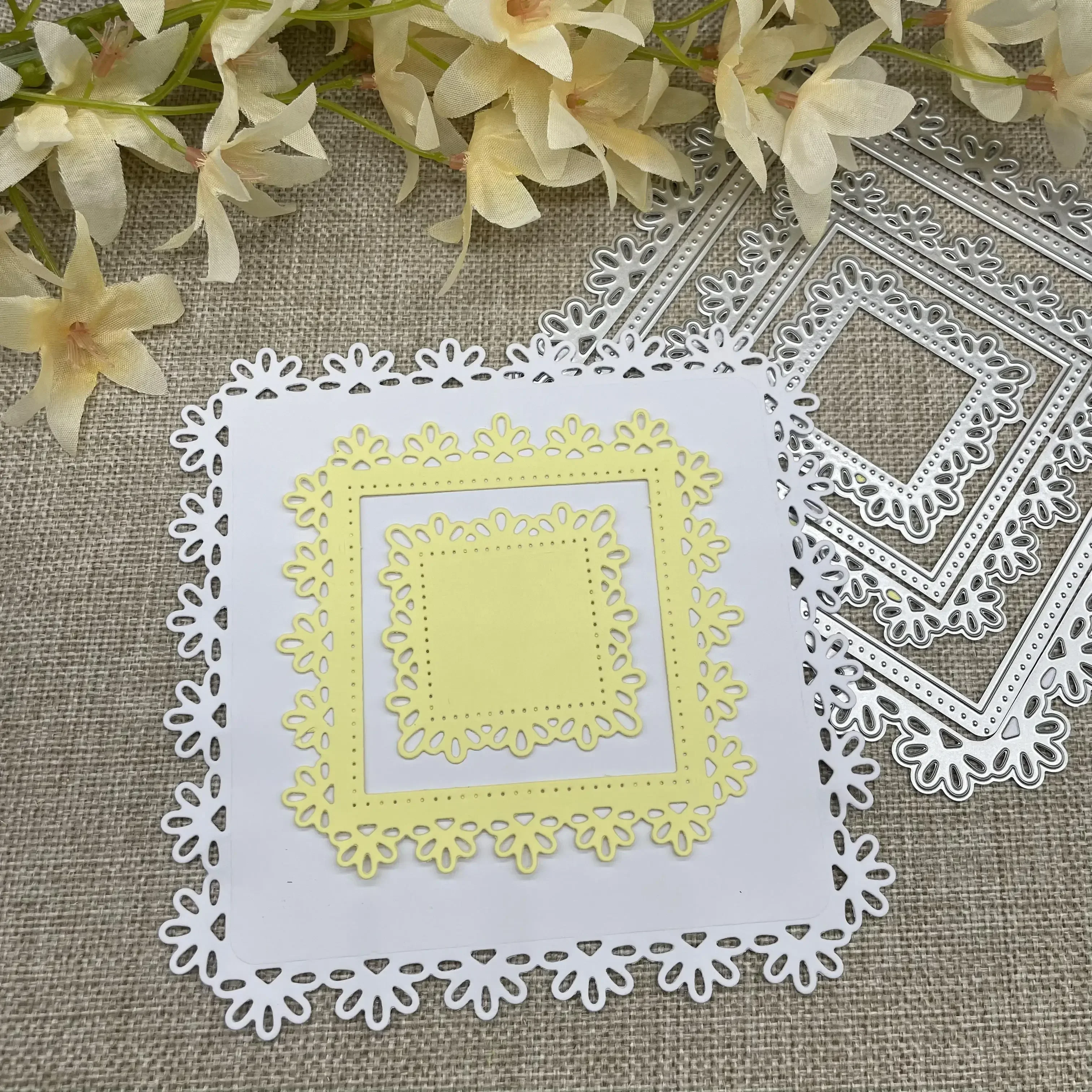 

Набор из 5 металлических вырубных форм для квадратных цветочных рамок, трафареты для скрапбукинга, декоративные шаблоны для рукоделия