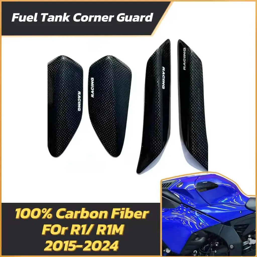 

Suitable For Yamaha R1 / R1M 2015-2023 2024 100％ Carbon Fiber Motorcycle Fuel tank corner guard and Tail Protection Trim Slider