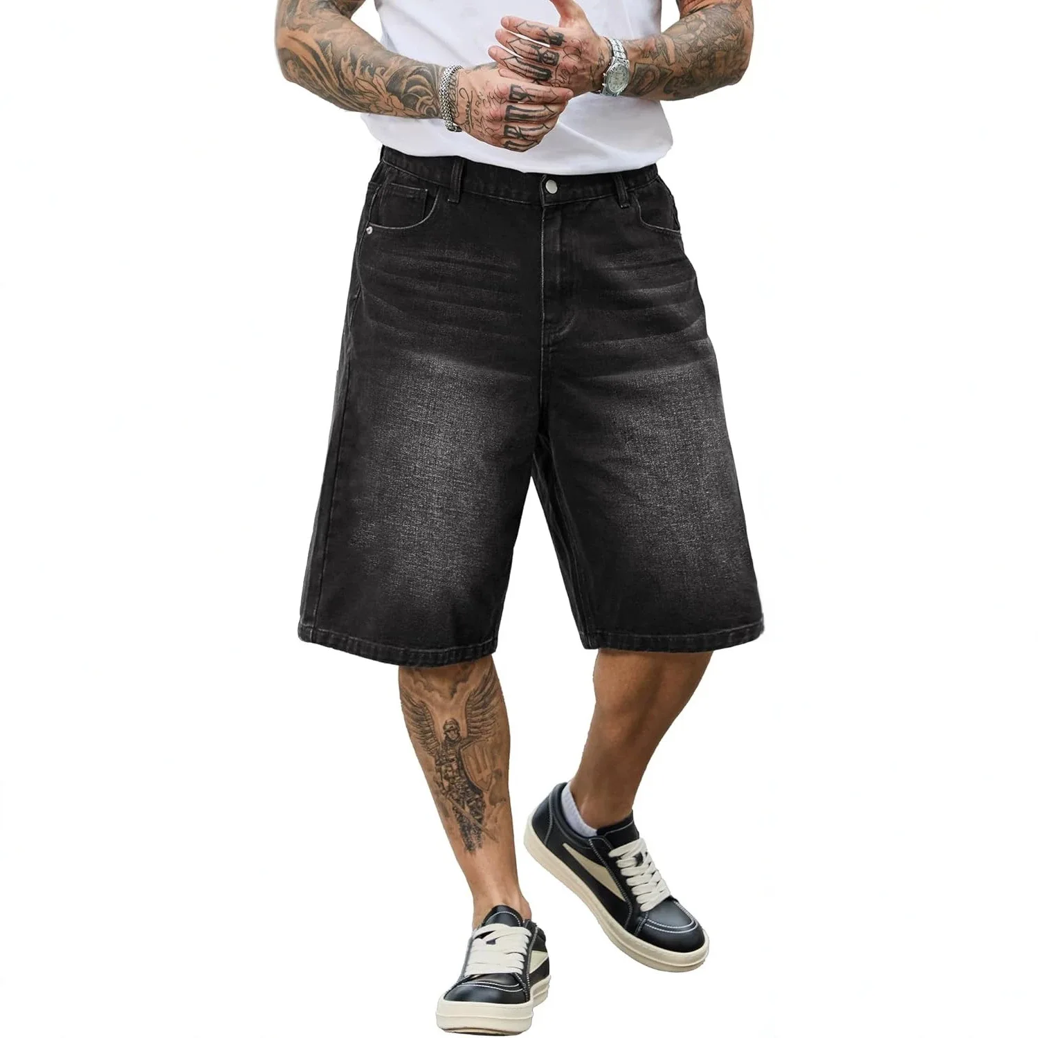 2026 Summer Men's New Versatile Denim Shorts Personalized Trend Straight American Five-point Pants