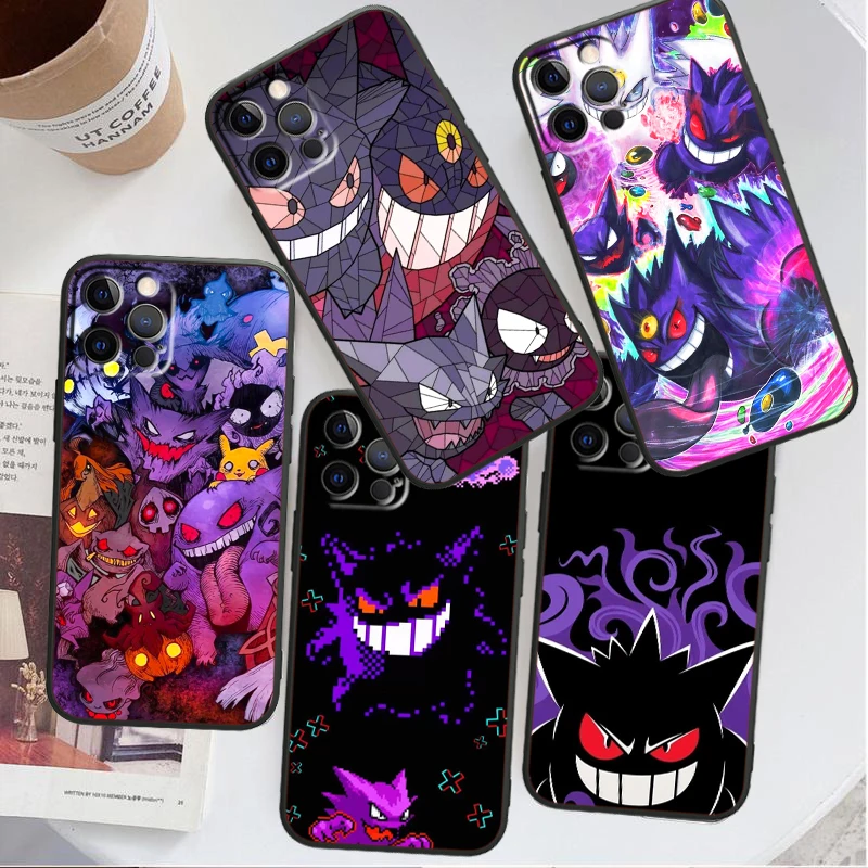 P-Pokemons G-Gengguis Cartoon For Apple iPhone 16 15 14 13 12 11 XS XR X Pro Max Plus Mini Black Back Phone Case