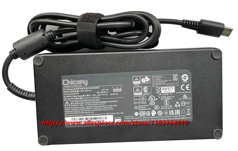 Adaptor AC Catu Daya Asli Chicony 19.5V 16.92A 16.9A 330WA20-330P1A A330A018P A17-330P2A untuk Pengisi Daya Laptop MSI GE76 GT77