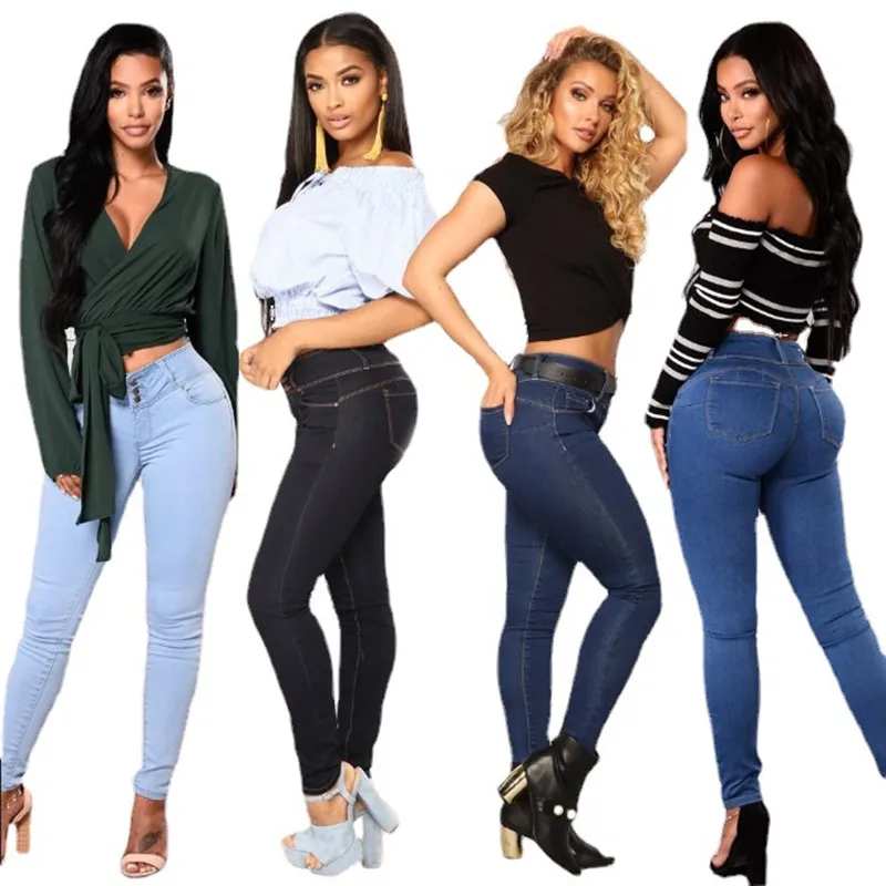 2022 New 4 Colors Women Slim Jeans Fashion Stretch Hip Lift Denim Pencil Pants Street Casual Trousers S-2XL Drop Shipping