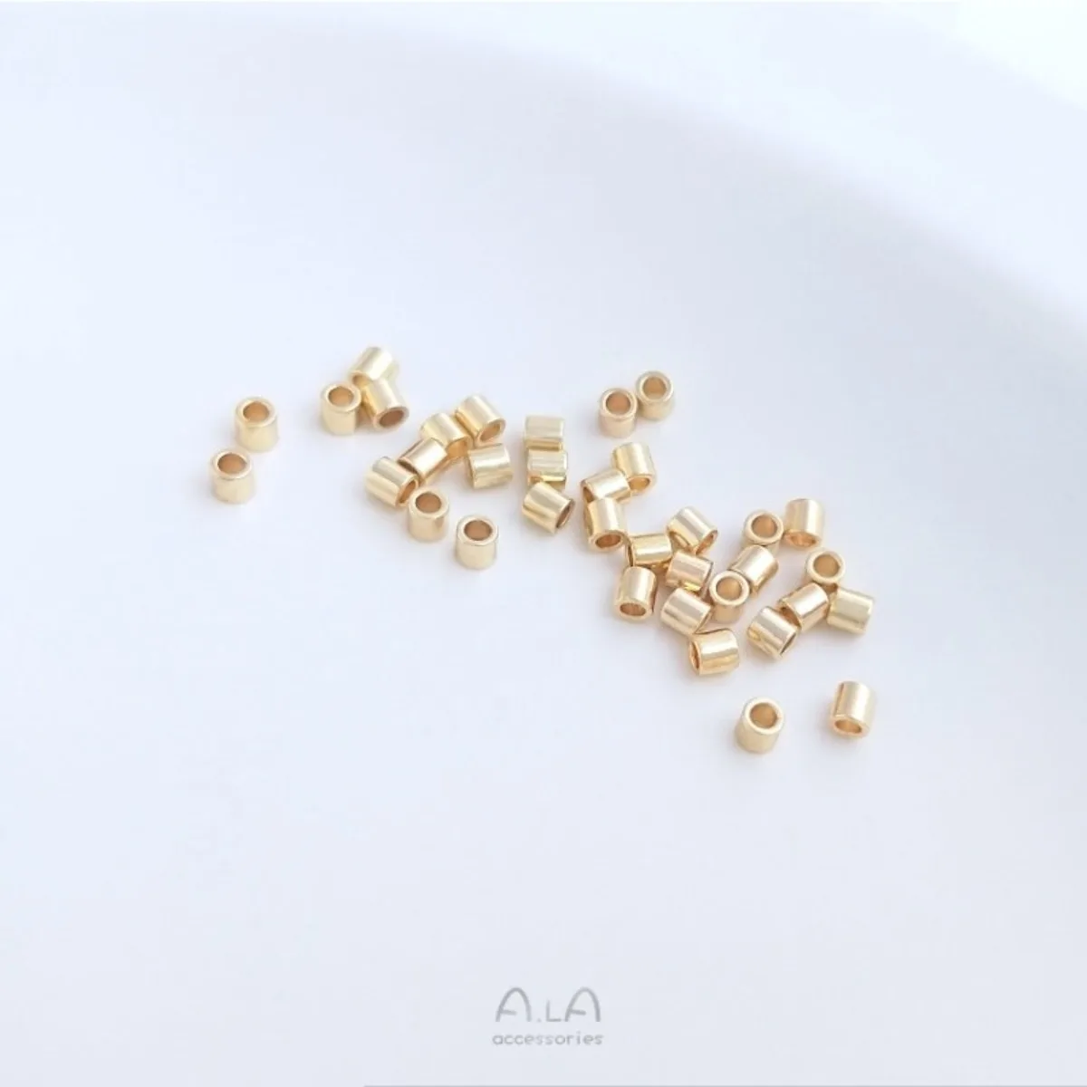 100pcs 14K Gold Plated 2mm Thick Round Tube Beads Anti-flattening DIY Jewelry Loose Spacer Beads