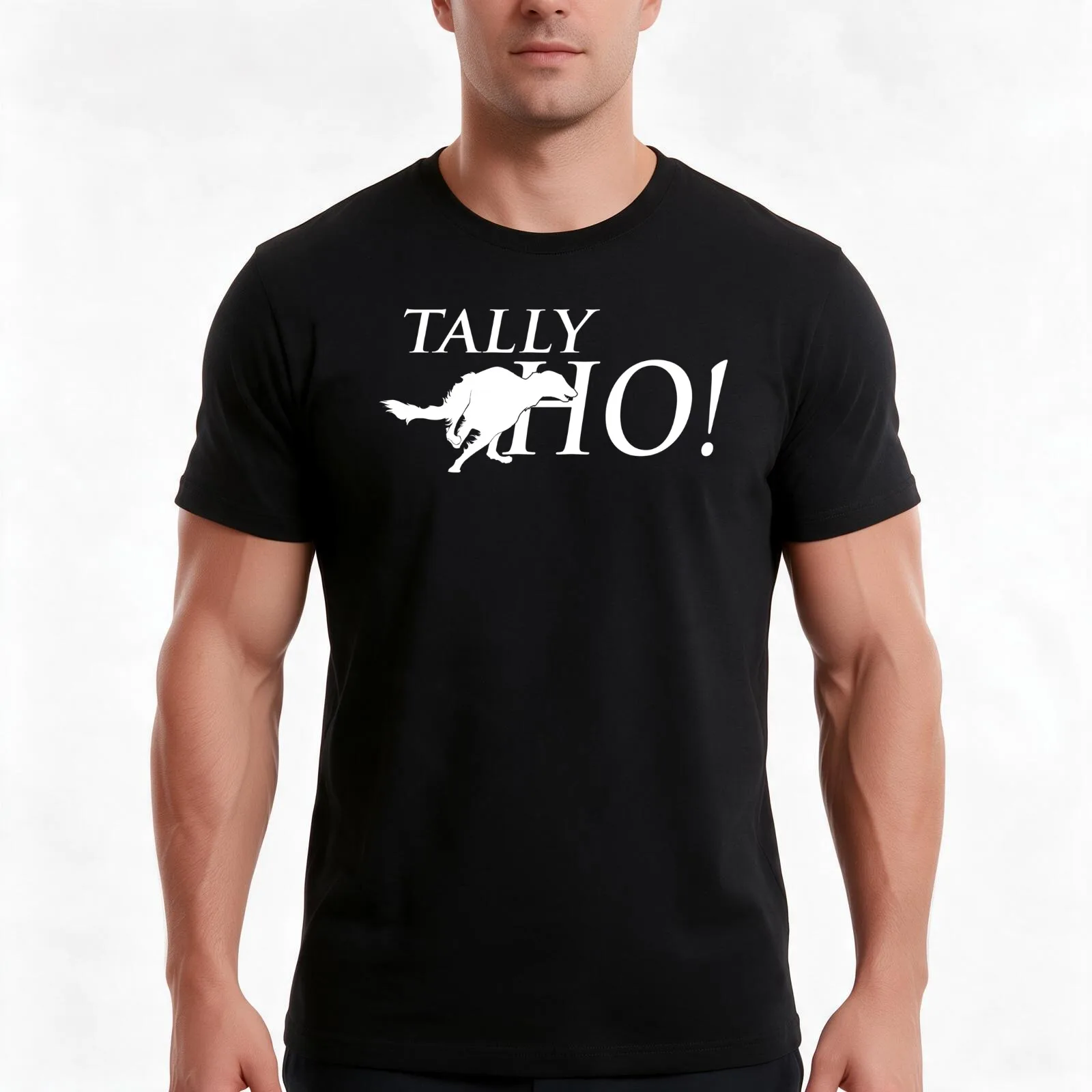 Tally Ho! T-Shirt, Summer Casual Cotton Tee, Oversized Streetwear Tops, Vintage Graphic Print, Loose Fit Short Sleeve