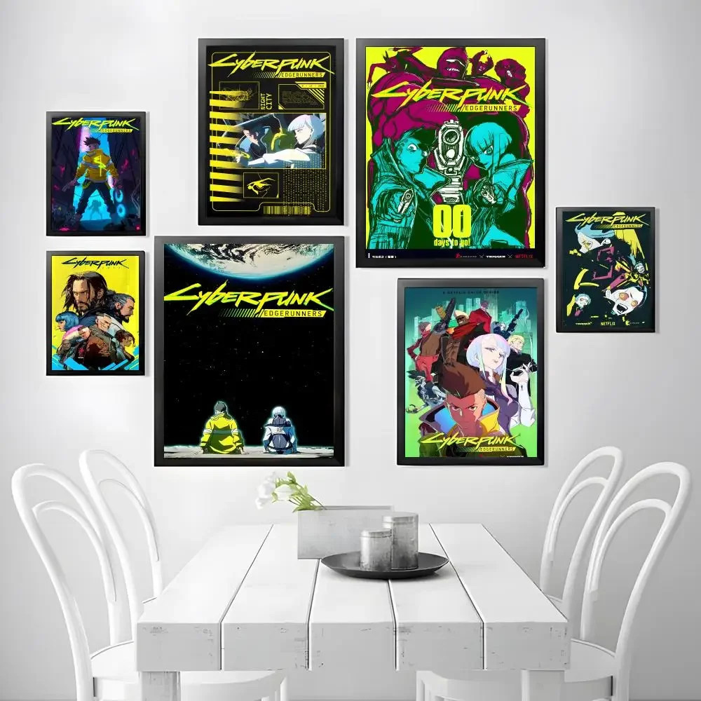 C-Cyberpunk Edgerunners Poster HD art sticky wall waterproof home living room bedroom bar aesthetic decoration