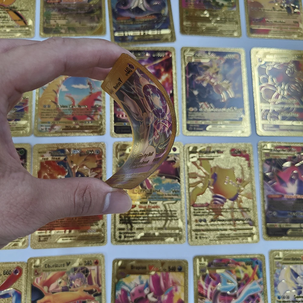 55 قطعة بطاقات البوكيمون الذهب الأسود Vmax GX حافظة للبطاقات Mewtwo Charizard بيكاتشو مجموعة نادرة بطاقة تدريب المعركة ألعاب أطفال هدايا