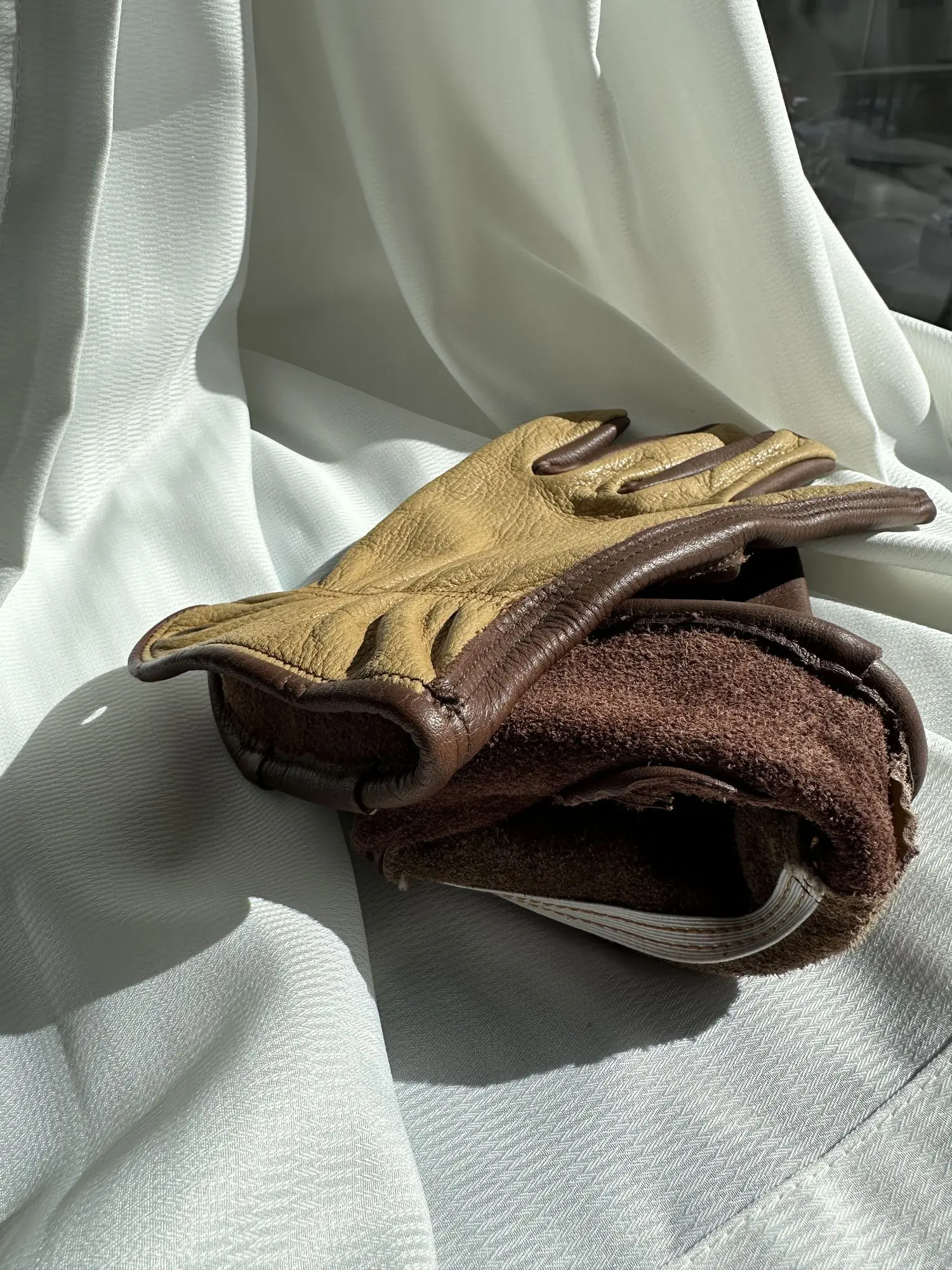 Retro Vintage Genuine Leather Motorcycle Gloves, Cowhide Driving Gloves For Men — Outdoor Camping Motorcycle Riding, Durable