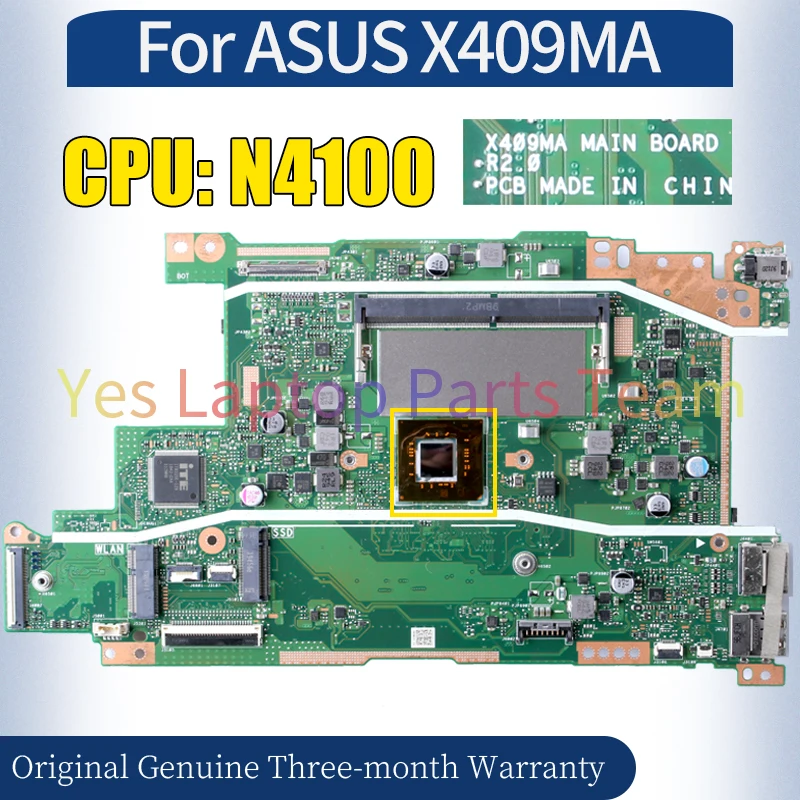 Imagem -02 - Laptop Mainboard para Asus 100 Testado Notebook Motherboard X409ma N4100 R2.0