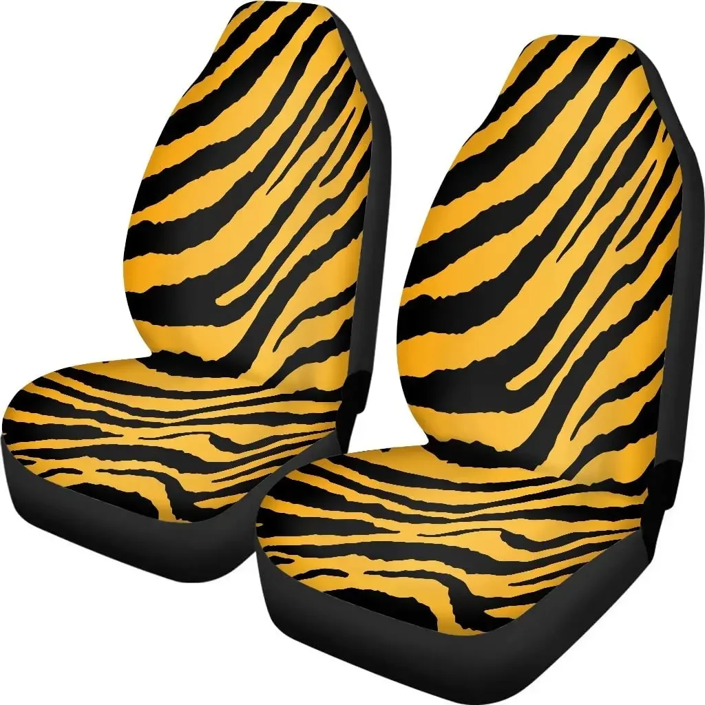 Pehede Car Seat Cover Yellow Black Tiger Stripe Texture Abstract Animal Skin Seamless Pattern Universal Seat Covers for Front Se