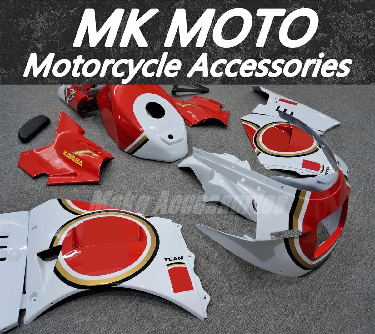 

Комплект обтекателей для RG500 RG400 1984 1985 1986 1987, комплект кузовных деталей, высококачественный ABS-пластик, белый, красный, золотой цвета.