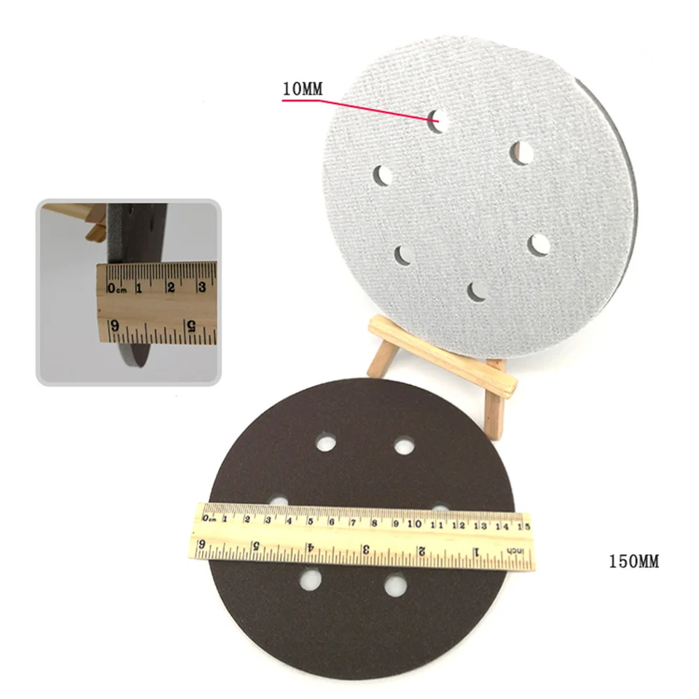 1 Pcs 6 Inch 6 Hole Sponge Disc Red Sandpaper Flocking Aluminum Alloy Mold Line Plastic Parts Sanding 150MM 300-2000 Grit