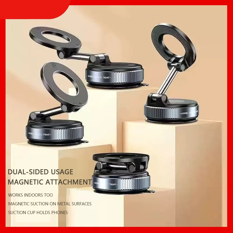 

Magnetic Car Phone Holder Vacuum Suction Cup Type Center Console Instrument Panel Rotating Mobile Phone Navigation Special